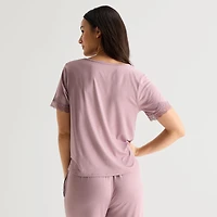 Ambrielle Womens Scoop Neck Short Sleeve Pajama Top