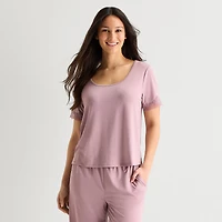 Ambrielle Womens Scoop Neck Short Sleeve Pajama Top