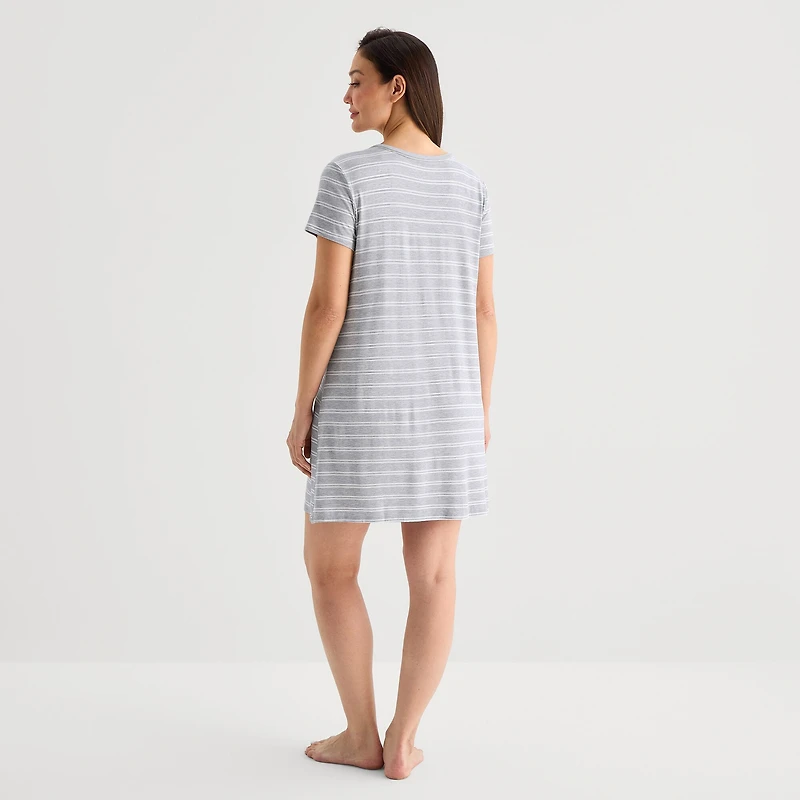 Liz Claiborne Cool and Calm Womens Short Sleeve Crew Neck Nightshirt