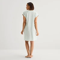 Liz Claiborne Cool and Calm Womens Short Sleeve Y Neck Nightshirt