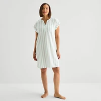 Liz Claiborne Cool and Calm Womens Short Sleeve Y Neck Nightshirt