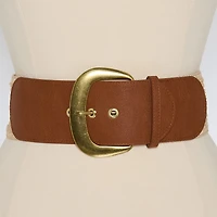 a.n.a Natural Woven Belt With Pu Buckle Womens