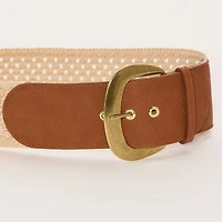 a.n.a Natural Woven Belt With Pu Buckle Womens