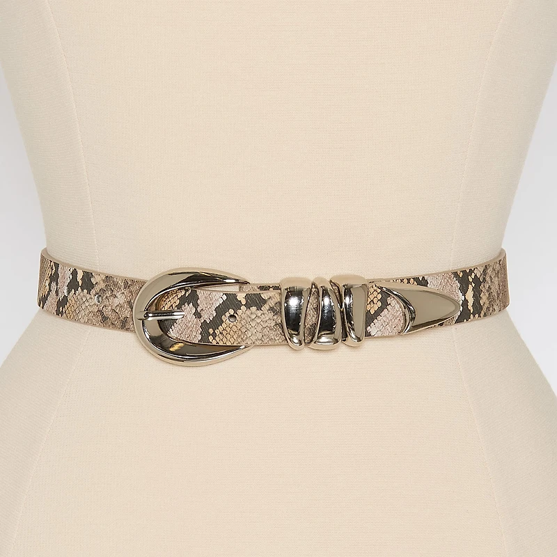 Worthington Oval Buckle Pant Belt With Triple Keeper Womens