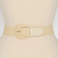 Liz Claiborne Stretch Raffia Belt With Covered Buckle Womens