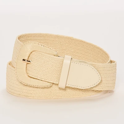 Liz Claiborne Stretch Raffia Belt With Covered Buckle Womens