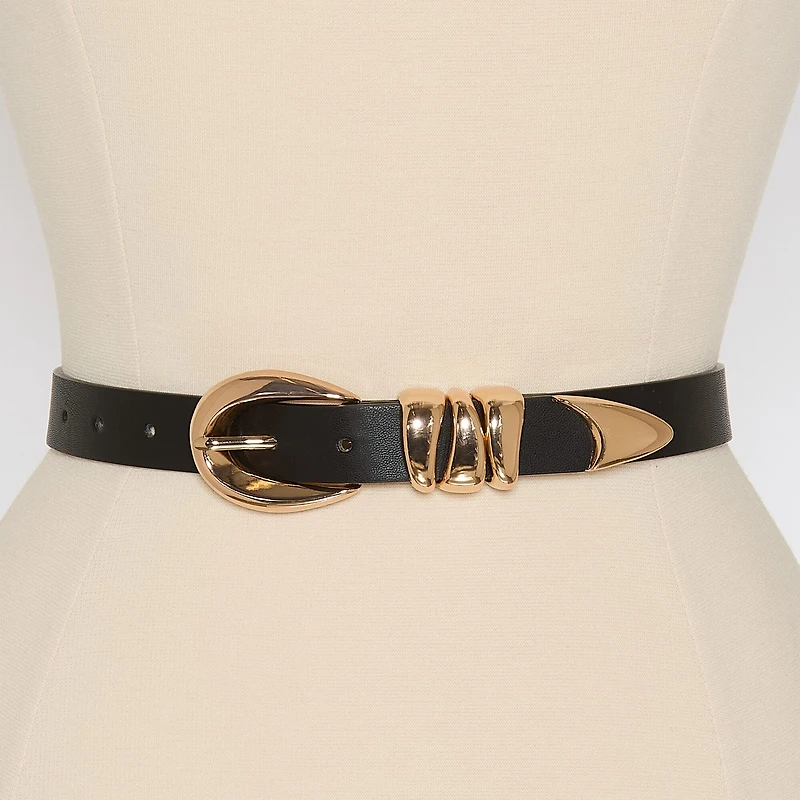 Worthington Oval Buckle Pant Belt With Triple Keeper Womens