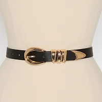 Worthington Oval Buckle Pant Belt With Triple Keeper Womens