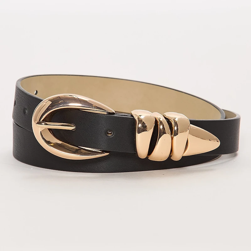 Worthington Oval Buckle Pant Belt With Triple Keeper Womens