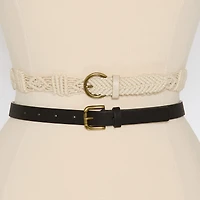 a.n.a Macarame And Solid Belt Set 2-pc. Womens