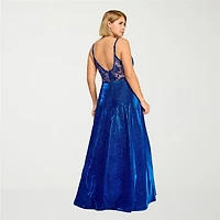 City Triangle Womens Juniors Plus Scoop Neck Sequin Ball Gown