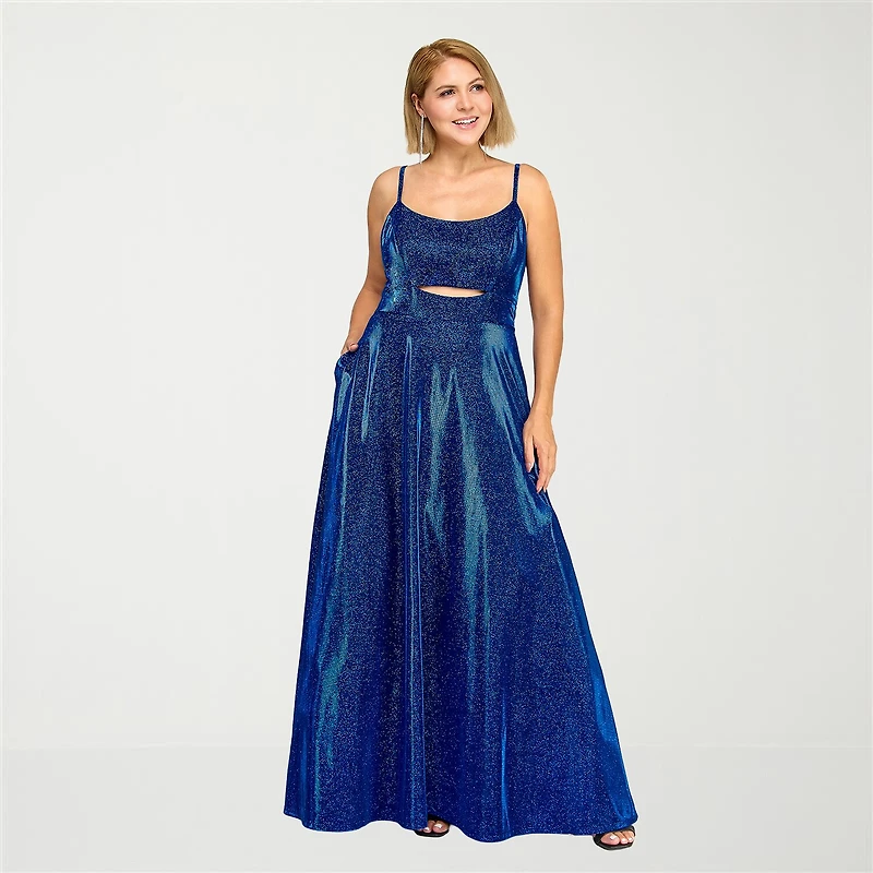 City Triangle Womens Juniors Plus Scoop Neck Sequin Ball Gown