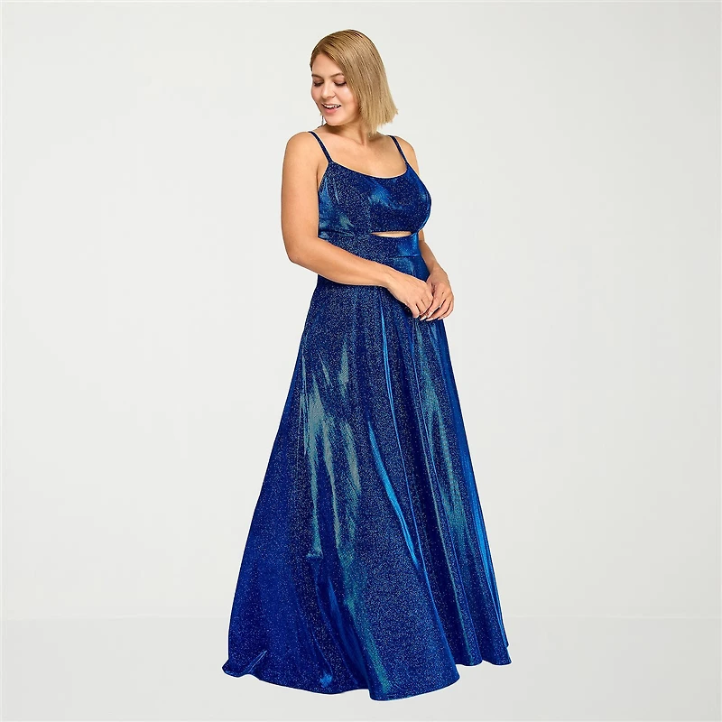 City Triangle Womens Juniors Plus Scoop Neck Sequin Ball Gown
