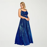 City Triangle Womens Juniors Plus Scoop Neck Sequin Ball Gown