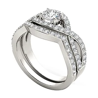 14K White Gold 1 1/2 CT Natural Diamond Set