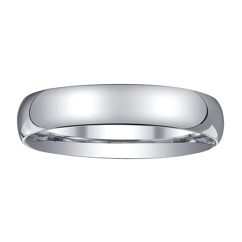 Womens 4mm Silver Domed Wedding Band Ring