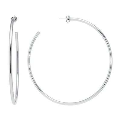 Sterling Silver Round 86 MM Hoop Earrings