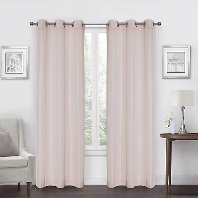 Regal Home Hemstitch Metallic Grommet Top Sheer Set of 2 Curtain Panel