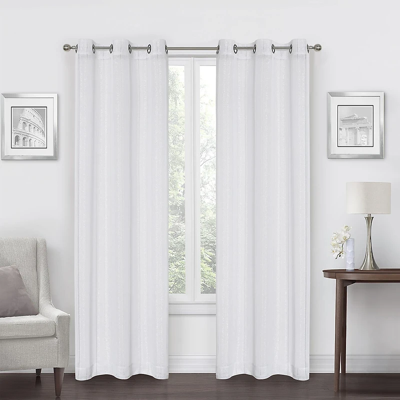 Regal Home Hemstitch Metallic Grommet Top Sheer Set of 2 Curtain Panel