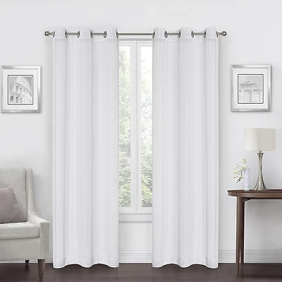 Regal Home Hemstitch Metallic Grommet Top Sheer Set of 2 Curtain Panel
