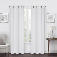 Regal Home Hemstitch Metallic Grommet Top Sheer Set of 2 Curtain Panel
