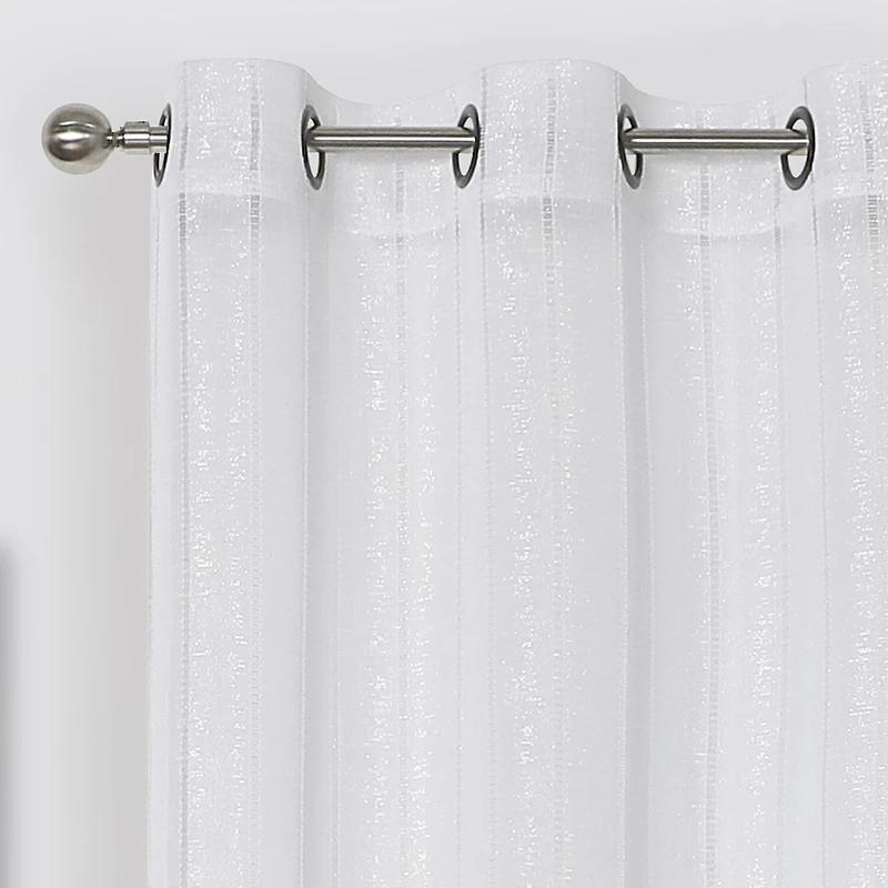 Regal Home Hemstitch Metallic Grommet Top Sheer Set of 2 Curtain Panel
