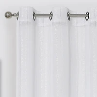 Regal Home Hemstitch Metallic Grommet Top Sheer Set of 2 Curtain Panel