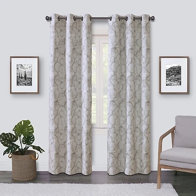 Max Blackout Emerson Scroll Grommet Top 100% Single Curtain Panel