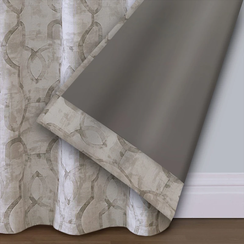 Max Blackout Emerson Scroll Grommet Top 100% Single Curtain Panel