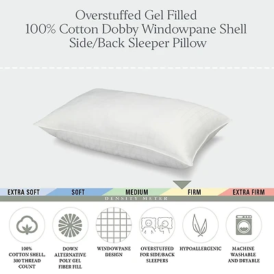Ella Jayne Overstuffed 100% Cotton Dobby-Box Shell Firm Back/Side Sleeper Down Alternative Gel Filled Pillow Set of