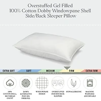 Ella Jayne Overstuffed 100% Cotton Dobby-Box Shell Firm Back/Side Sleeper Down Alternative Gel Filled Pillow Set of