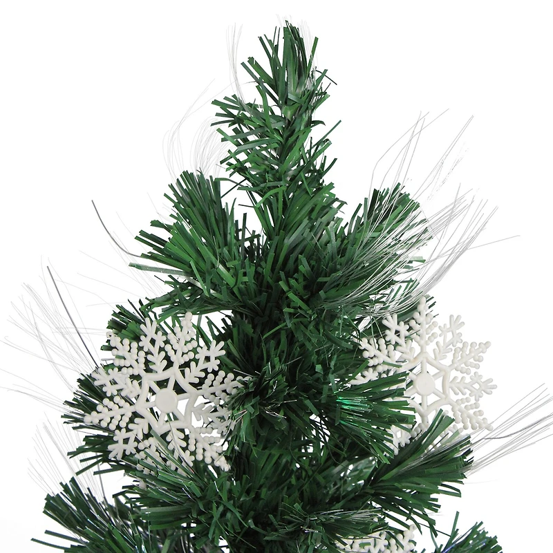 3' Pre-Lit Fiber Optic Artificial Christmas Tree with White Snowflakes - Multi-Color Lights