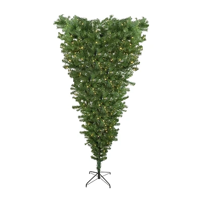 7.5' Pre-Lit Green Spruce Artificial Upside Down Christmas Tree - Warm White LED Lights