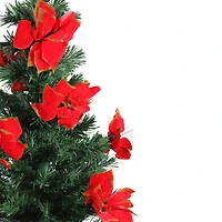4' Pre-Lit Poinsettias Artificial Christmas Tree - Multicolor Lights