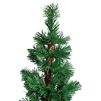 5' Pre-Lit Slim Pine Spiral Artificial Christmas Tree - Multicolor Fiber Optic Lights