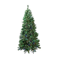 7' Pre-Lit Slim Glacier Pine Artificial Christmas Tree - Multicolor LED Lights