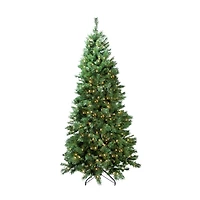 7' Pre-Lit Slim Glacier Pine Artificial Christmas Tree - Multicolor LED Lights