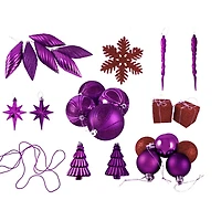 125ct Purple and Red Shatterproof 3-Finish Christmas Ornaments 5.5'' (139.7mm)