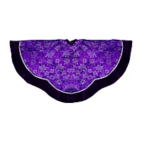 48'' Purple and Silver Glittered Floral Christmas Tree Skirt