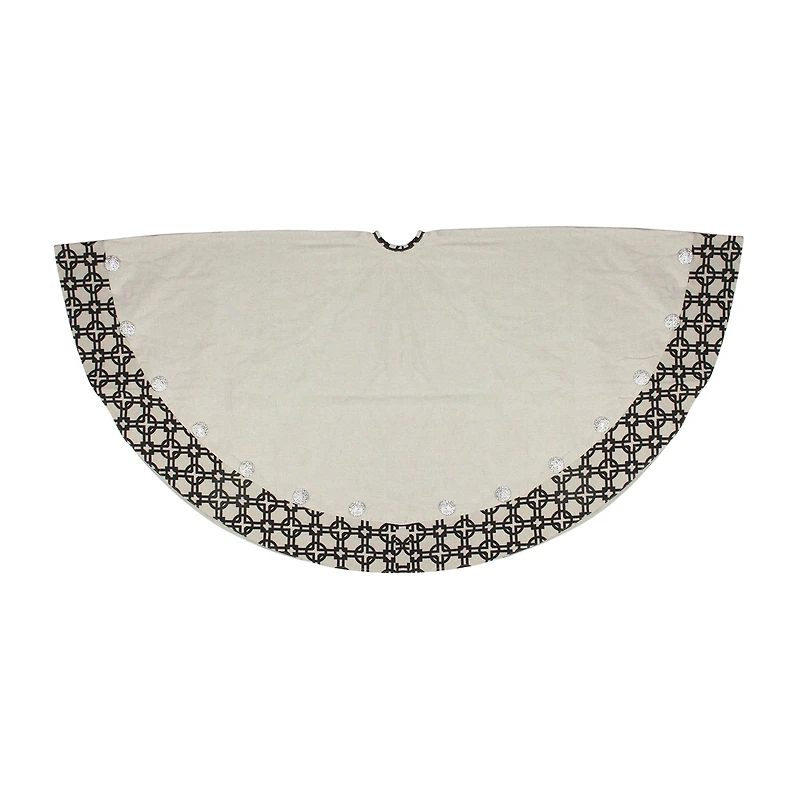 54'' Black and White Rhinestone Christmas Tree Skirt