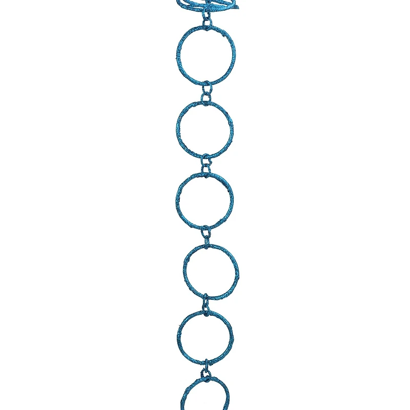 5' x 1.75'' Turquoise Peacock Blue Round Chain Christmas Garland - Unlit