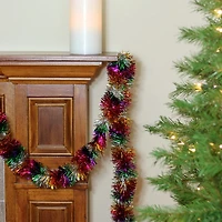 50' x 3'' Silver Tinsel Rainbow Artificial Christmas Garland - Unlit