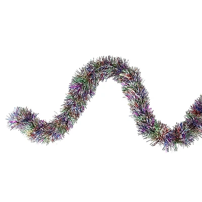 50' x 3'' Silver Tinsel Rainbow Artificial Christmas Garland - Unlit