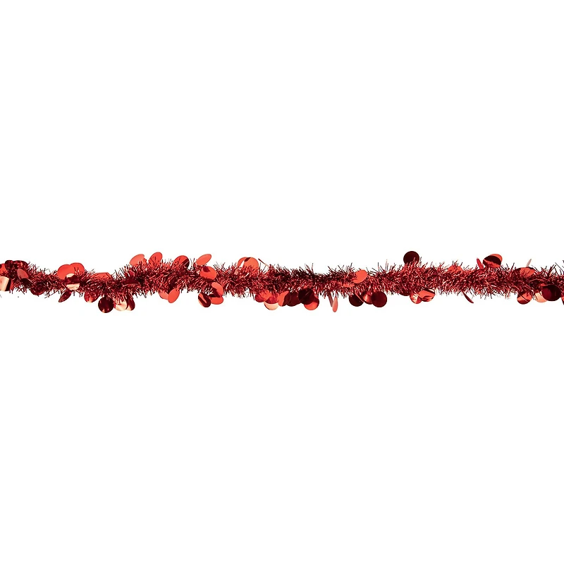 50' x 2.5'' Red Tinsel Christmas Garland with Polka Dots - Unlit
