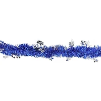 50' Lavish Blue and Silver Snowflakes Christmas Tinsel Garland - Unlit