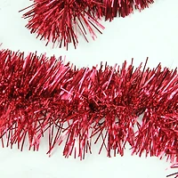 50' Traditional Shiny Red 6 Ply Christmas Foil Tinsel Garland - Unlit