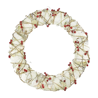 Pre-Lit Berry Artificial Christmas Wreath - 18-Inch Clear Lights