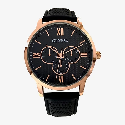Geneva Mens Black Strap Watch Mac5173jc