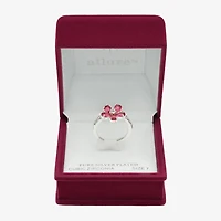 Sparkle Allure Womens Pink Crystal Pure Silver Over Brass Flower Cocktail Ring
