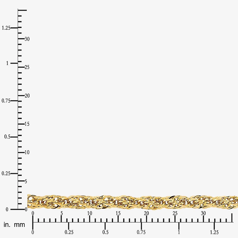 Unisex Adult 10K Gold 18 Inch Rope Chain Necklace
